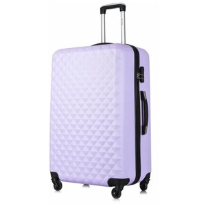 Чемодан L'case Phatthaya, пластик, ABS-пластик, опорные ножки на боковой стенке, рифленая поверхность, 123 л, размер L, фиолетовый