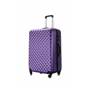 Чемодан-рюкзак L'case, пластик, опорные ножки на боковой стенке, 74 л, фиолетовый
