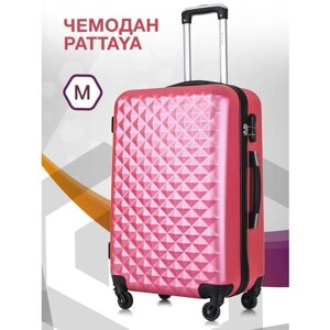 Чемодан-самокат L'case Phatthaya Lcase-Phatthaya-S-blue-10-006, пластик, ABS-пластик, опорные ножки на боковой стенке, 74 л, размер M, розовый