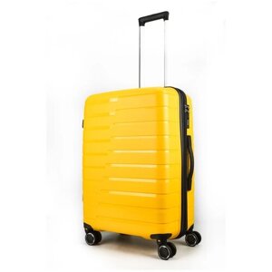 Чемодан Sweetbags средний из полипропилена с расширением на 4-х съемных колесах с TSA замком (10 полос) желтый