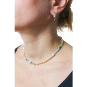 Чокер ожерелье для женщин / Стильный чокер на шею / Базовое колье из жемчуга 35 см