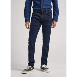 Джинсы Pepe Jeans, прямой силуэт, средняя посадка, размер 32/34, синий, черный