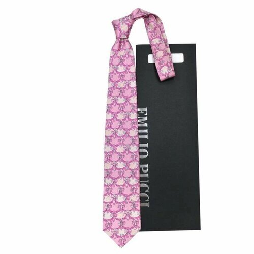 Галстук Emilio Pucci, натуральный шелк, широкий, для мужчин, розовый