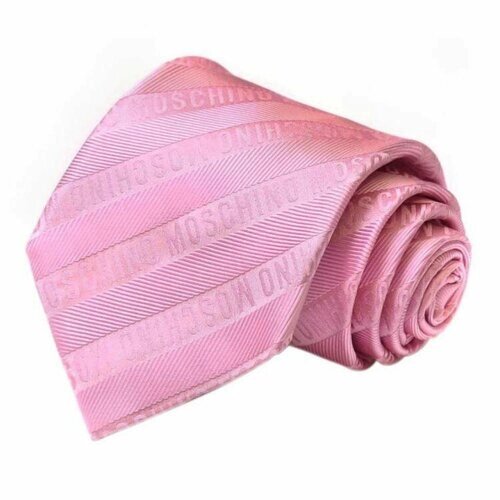 Галстук MOSCHINO, натуральный шелк, в полоску, для мужчин, розовый