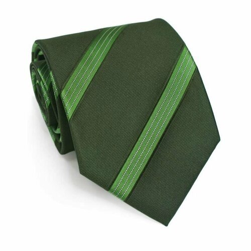 Галстук Rene Lezard, натуральный шелк, в полоску, для мужчин, зеленый