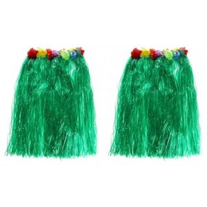 Гавайская юбка 60 см, цвет зеленый (Набор 2 шт.)