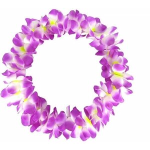 Гавайское ожерелье "Пышное", цвет желто-бело-фиолетовый