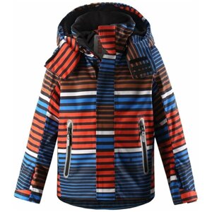 Горнолыжная куртка Reima для мальчиков, капюшон, карманы, съемный капюшон, светоотражающие элементы, утепленная, водонепроницаемая, размер 128, оранжевый, синий