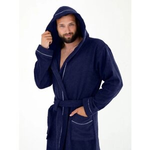 Халат Everliness, длинный рукав, пояс/ремень, капюшон, банный халат, карманы, размер 60, фиолетовый