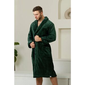 Халат IntimoAmore, длинный рукав, карманы, пояс/ремень, утепленная, размер L/XL - 48/50, зеленый