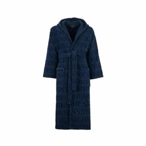 Халат TRUSSARDI, длинный рукав, пояс/ремень, банный халат, размер L/XL, синий