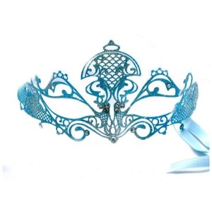 Карнавальная маска голубого цвета с блестками (8701)