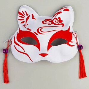 Карнавальная маска "Кицунэ" цвет красный (комплект из 7 шт)