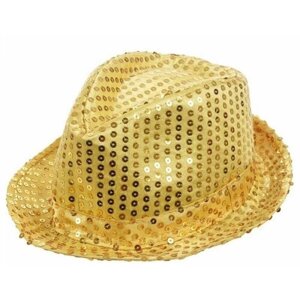 Карнавальная шляпа блестящая с пайетками "Диско", цвет золотой