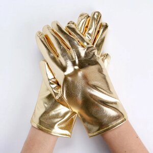 Карнавальнеый аксессуар- перчатки , цвет золото , искусственная кожа, "Страна Карнавалия", цвет золотистый