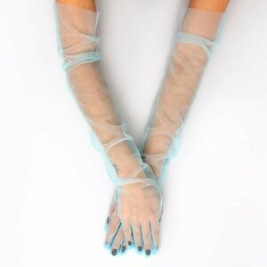 Карнавальный аксессуар- перчатки прозрачные, цвет синий, "Страна Карнавалия", материал полиэстер