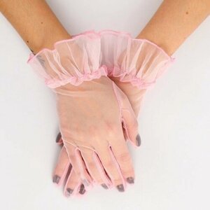 Карнавальный аксессуар - перчатки прозрачные с юбочкой, цвет розовый, "Страна Карнавалия"