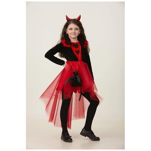 Карнавальный костюм Батик Дьяволица размер 146-76 на праздник, на утренники, на хэллоуин, на новый год, костюм дьяволицы, костюм дьяволицы для девочки