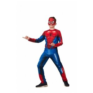 Карнавальный костюм "Человек Паук", куртка, брюки, маска, р. 34, рост 140 см