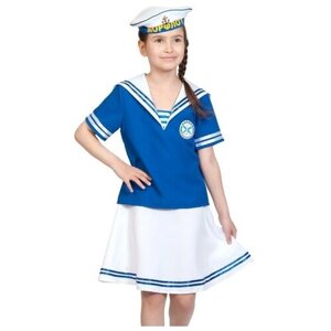 Карнавальный костюм «Морячка», рубашка, юбка, бескозырка, р. 30-32, рост 122-128 см