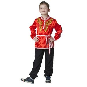 Карнавальный костюм Сималенд Косоворотка Хохлома с поясом детская