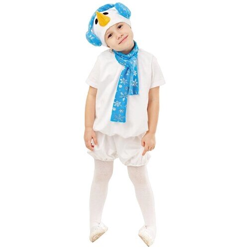 Карнавальный костюм «Снеговик Крош», безрукавка, шорты, шапка, размер 110-56