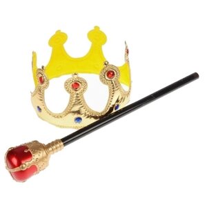 Карнавальный набор "Царский", 2 предмета: корона, скипетр