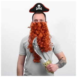 Карнавальный набор Пират рыжий, борода, сабля, ободок 9405157