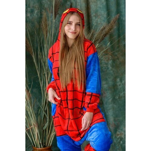 Кигуруми Человек-паук, размер 155-165, красный, синий