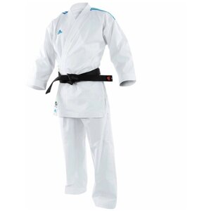 Кимоно для карате AdiLight Primegreen WKF белое с синими полосками (размер 185 см)
