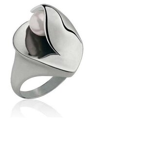 Кольцо Breil Milano, нержавеющая сталь, жемчуг культивированный, размер 17, белый