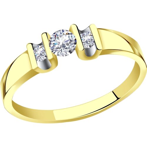 Кольцо Diamant online, желтое золото, 585 проба, бриллиант, размер 17.5