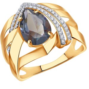 Кольцо Diamant online, золото, 585 проба, фианит, топаз, размер 19