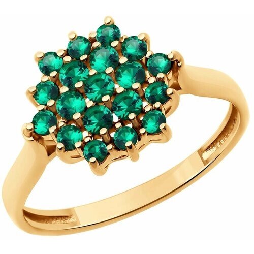 Кольцо Diamant online, золото, 585 проба, изумруд синтетический, размер 18.5