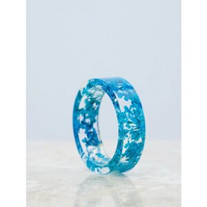 Кольцо, эпоксидная смола, размер 16, голубой