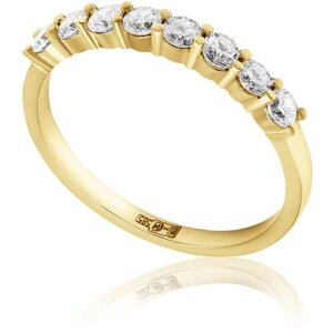 Кольцо помолвочное 1RBC, желтое золото, 585 проба, бриллиант, размер 16.25, бесцветный