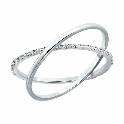 Кольцо помолвочное Diamant online, белое золото, 585 проба, бриллиант, размер 15.5, прозрачный