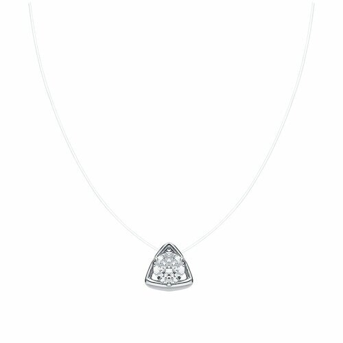 Колье Колье на леске с треугольной подвеской, серебро, 925 проба, родирование, фианит, длина 40 см., серебряный