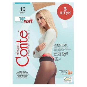 Колготки Conte Top Soft, 40 den, без шортиков, с ластовицей, 5 шт., размер 2, коричневый