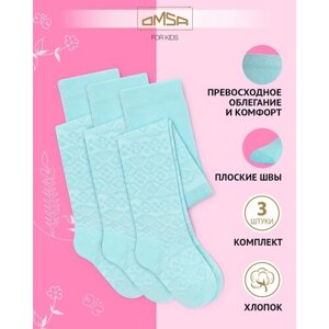 Колготки детские OMSA kids Collant 12A12 однотонные, хлопок, гладь, для девочки, для мальчика, набор 3 пары, цвет Bianco, размер 104-110