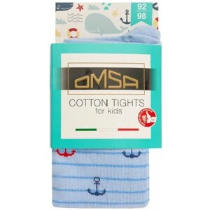 Колготки детские OMSA kids Collant 13P62 с рисунком Якорь на полосках, хлопковые, для мальчиков, цвет Grigio Сhiaro , размер 92-98