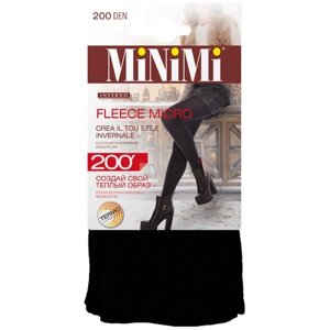 Колготки MiNiMi Fleece Micro, 200 den, с ластовицей, без шортиков, утепленные, размер 4, черный