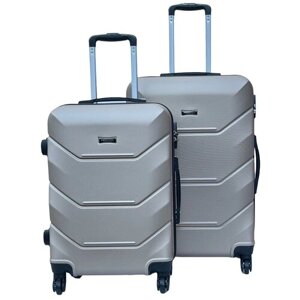 Комплект чемоданов , 2 шт., ABS-пластик, 82 л, размер M+серебряный