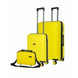 Комплект чемоданов Bonle H-8011_BcSL/YELLOW, 3 шт., 136 л, размер S/L, желтый