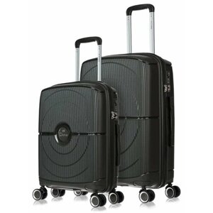 Комплект чемоданов L'case Doha, 2 шт., полипропилен, водонепроницаемый, 74.3 л, размер S/M, серый