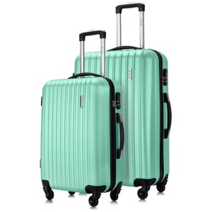 Комплект чемоданов L'case Krabi, 2 шт., 94 л, размер M/L, зеленый, голубой