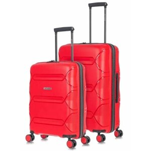 Комплект чемоданов L'case Miami, 2 шт., полипропилен, водонепроницаемый, 78 л, размер S/M, красный
