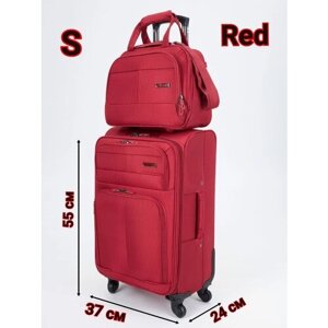 Комплект чемоданов Pigeon, текстиль, полиэстер, адресная бирка, водонепроницаемый, 49 л, размер S, красный