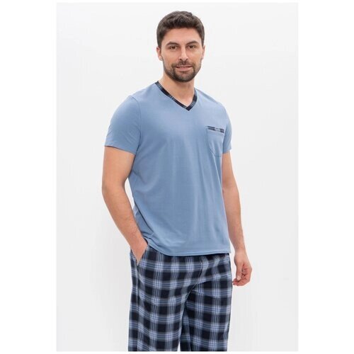 Комплект CLEO, брюки, футболка, карманы, размер 48, синий