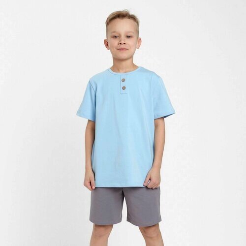 Комплект для мальчика (футболка, шорты) MINAKU цвет св-голубой/серый, рост 116